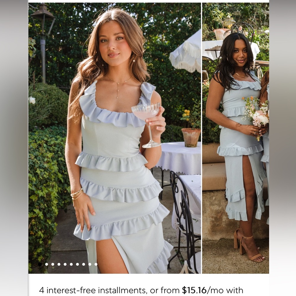 Show Me Your Mumu Light Blue Ruffle Midi Dress
